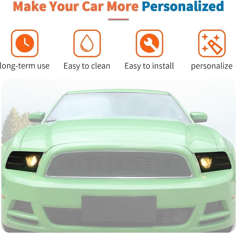 JeCar Front Headlight Cover Smoked Tint Trim Covers Fit for Ford Mustang 2010-2014 - Image 4